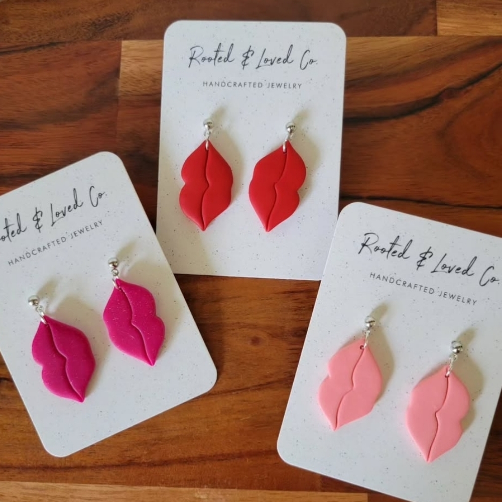 Lips Handmade Clay Earrings